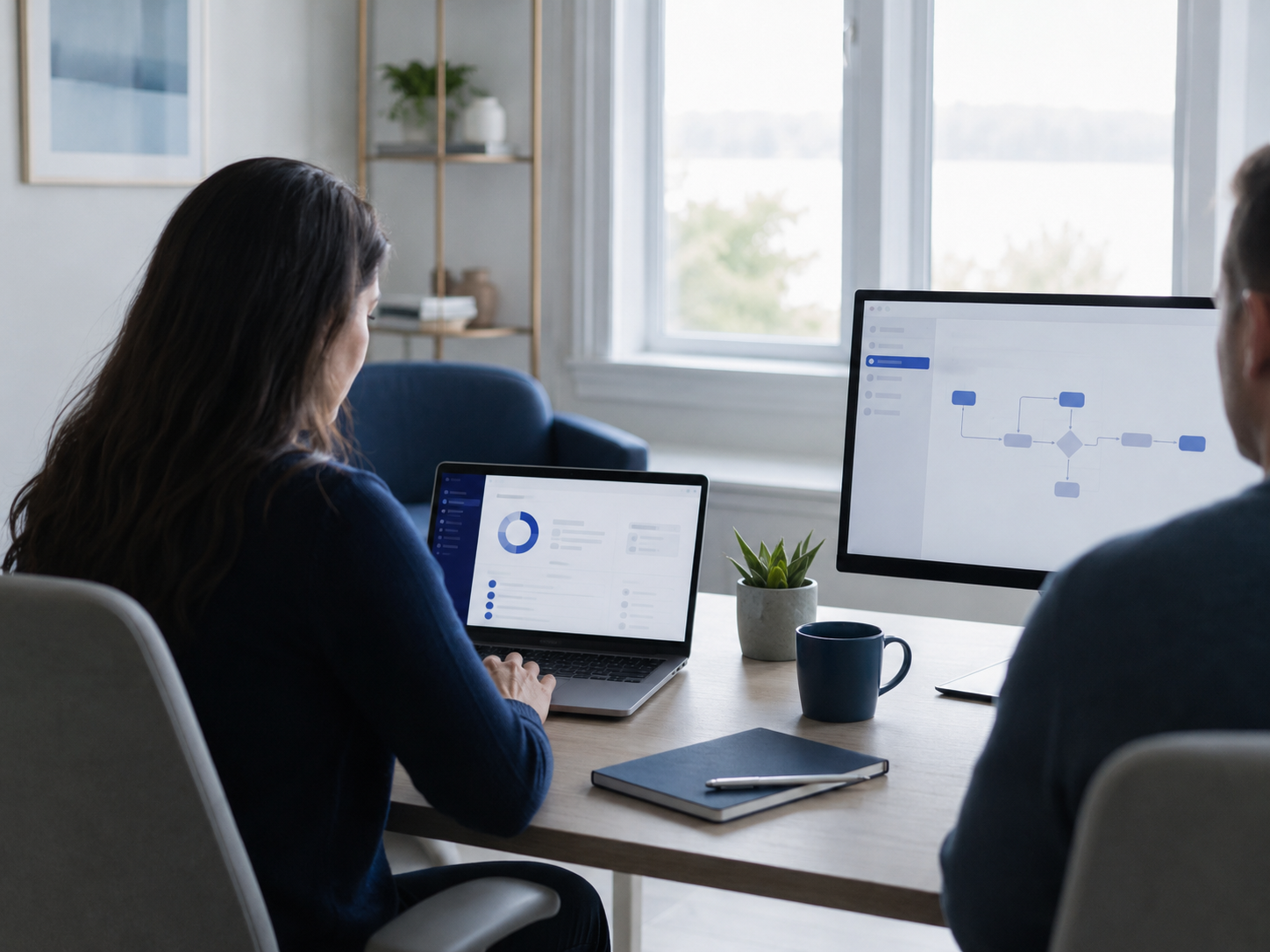 Team collaborating on AI system management and ongoing support